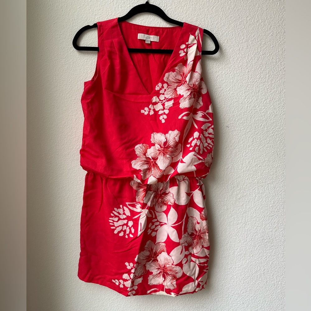 LOFT Red Floral Mini Dress - Size 2